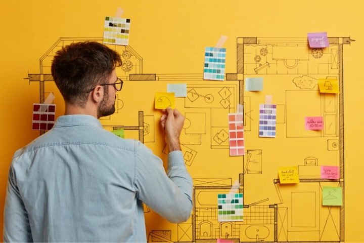 Room layout and planning o whiteboard for real estate