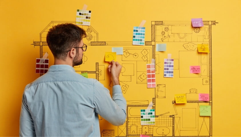 Room layout and planning o whiteboard for real estate